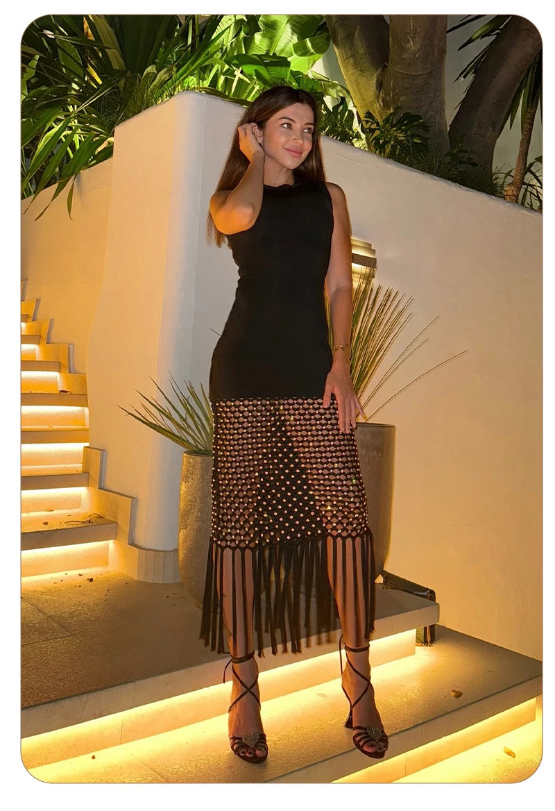 Fringe Mesh Diamond dress