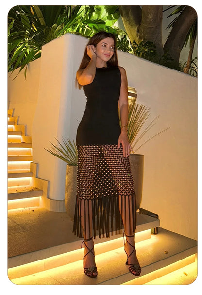 Fringe Mesh Diamond dress