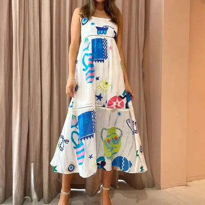 Graffiti multi Print summer Midi paradise
