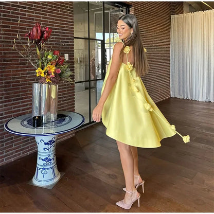 3d Flower Backless Beach Tassel Mini