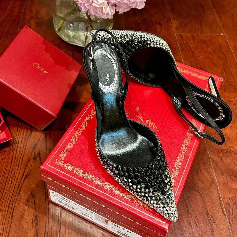 Rhinestones gradient high heels - Shellss