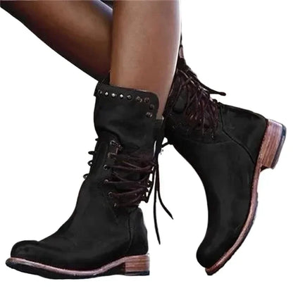 Boots Mid-Calf Fashion Rivet Knight Boots British German