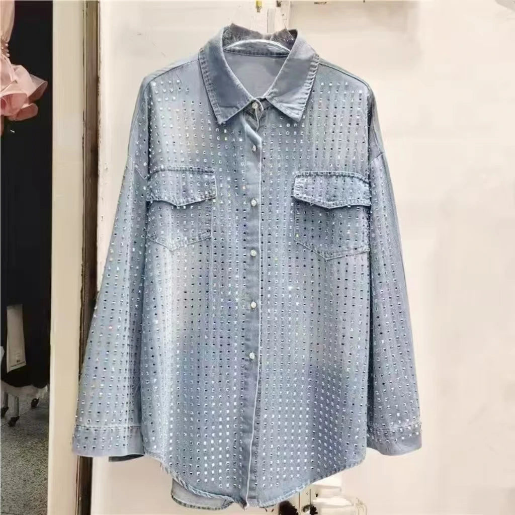 Rhinestone Denim Shirt