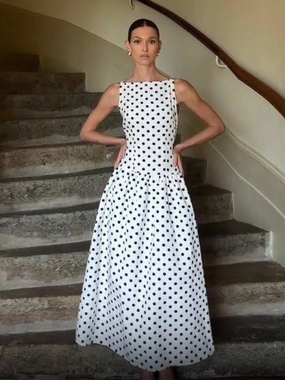 Elegant Women Polka Dot Midi