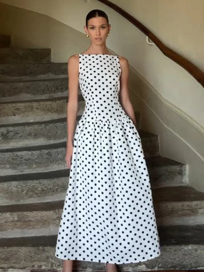 Elegant Women Polka Dot Midi