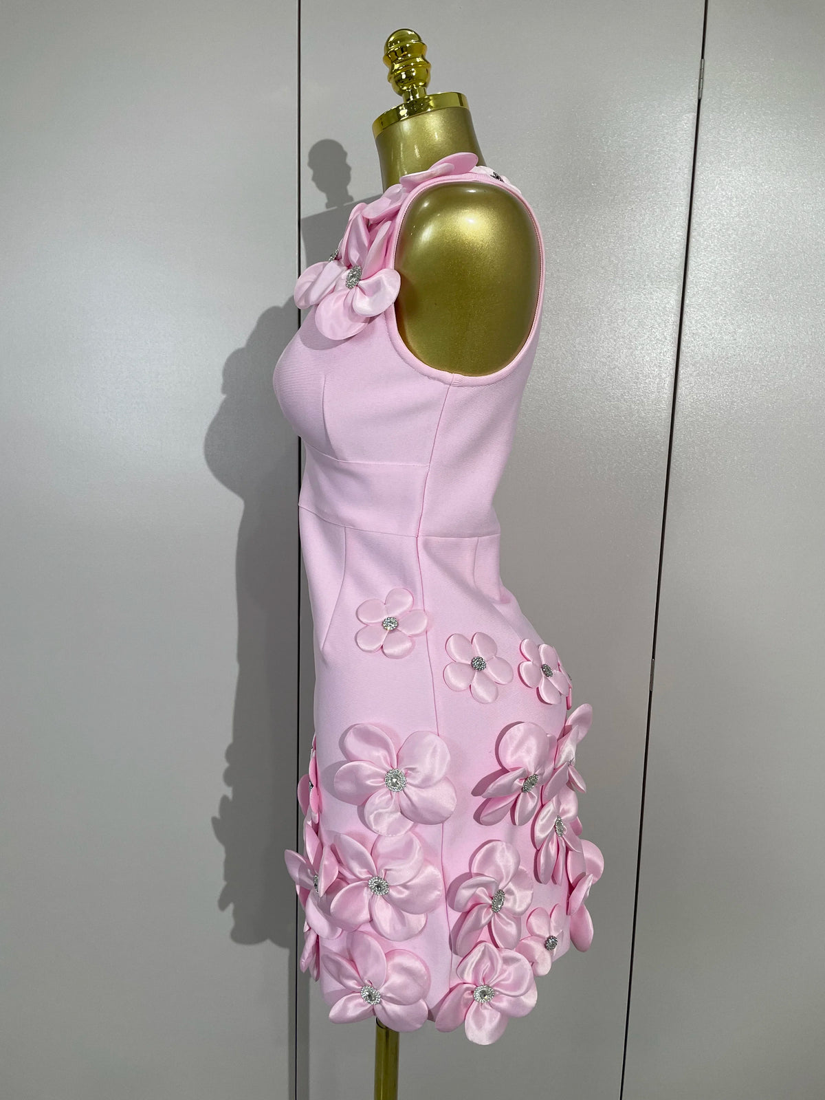 Women Crystal 3D Flowers Sexy Sleeveless V-neck Bandage Dresses Elegant Celebrate Evening Party Gown Birthday Club Party Dresses