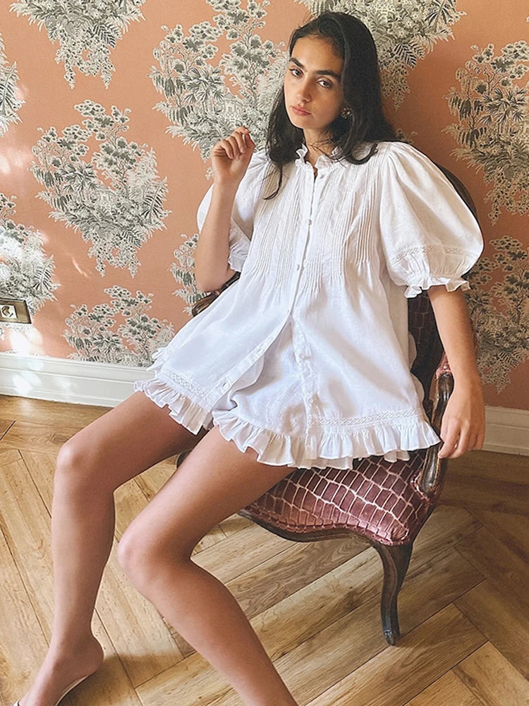 White puff sleeve set