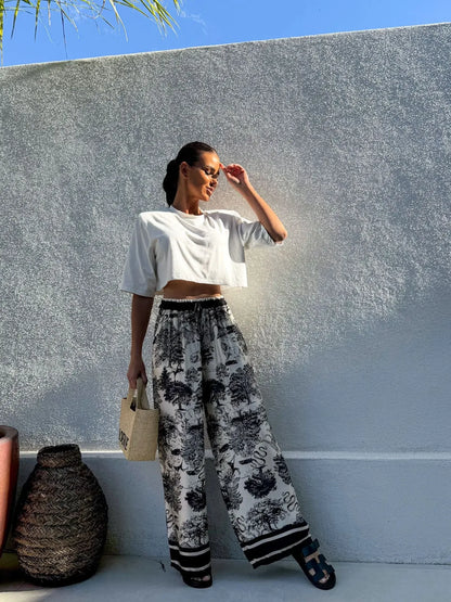 Bohemian Wide Leg Casual Pants