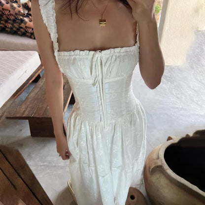Mesh Ruched Halter Midi