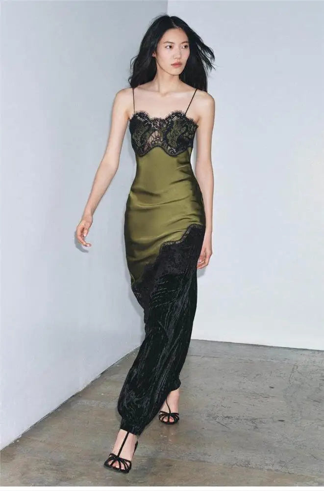 Silk Satin Asymmetrical Green Zara