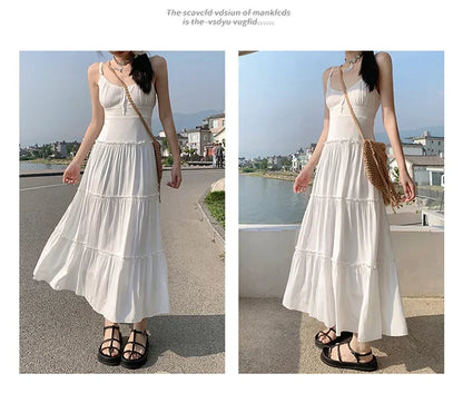 French Summer Waist Cinched A- Line Midi