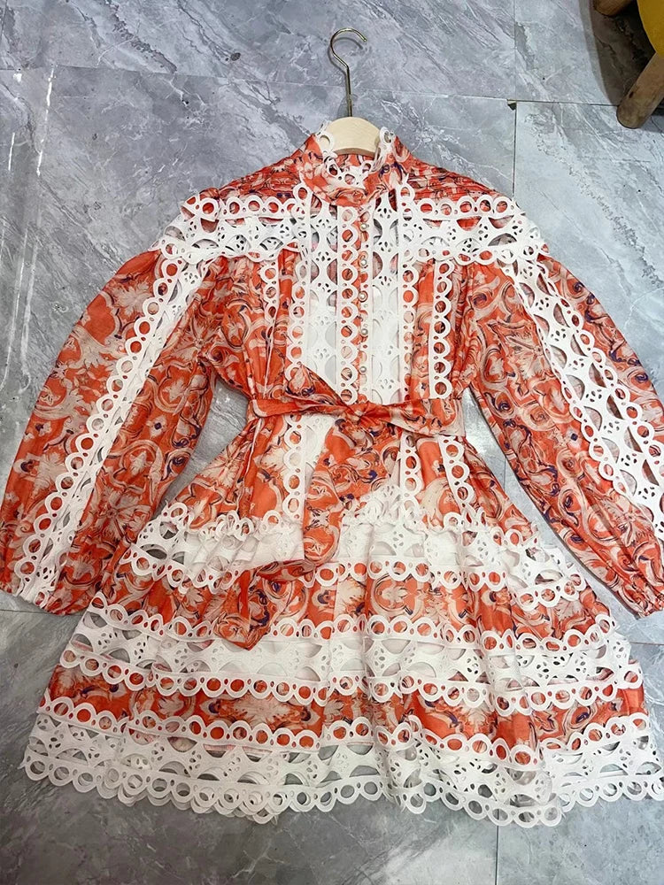 Retro palace wind crochet Lantern sleeve