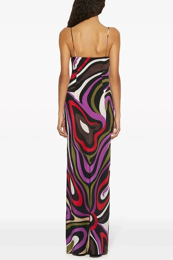 Sexy Printed Sling Long Dress Women Sleeveless Backless High Waist Slim Dresses Female 2026 Summer Beach Vacation Robes Lady