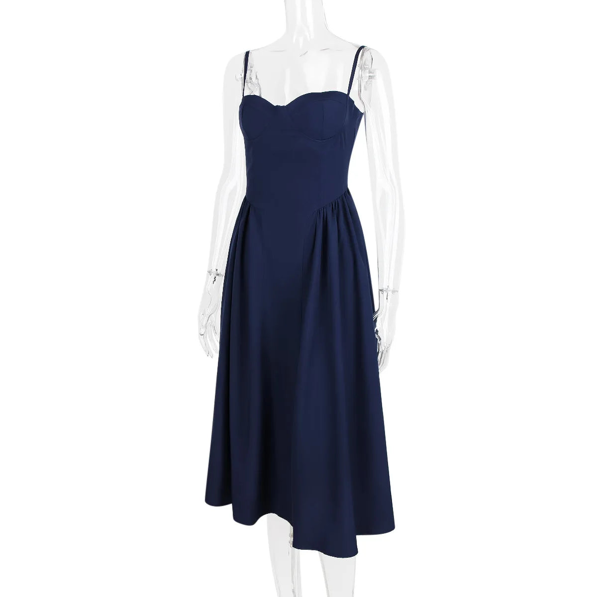 Suninheart Spaghetti Strap Summer Party Dresses 2025 New Arrivals Fit and Flare Elegant Midi Dress Red Night Date Dress - Shellss