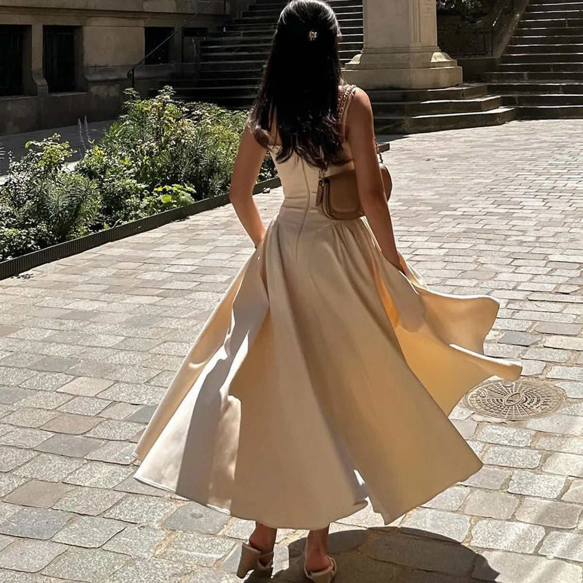 Suninheart Spaghetti Strap Summer Party Dresses 2025 New Arrivals Fit and Flare Elegant Midi Dress Red Night Date Dress - Shellss