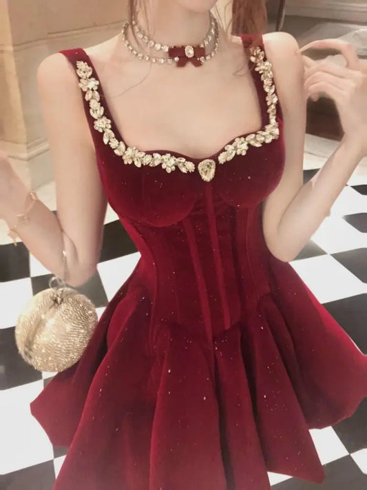 Red Diamond-encrusted Velvet Halter