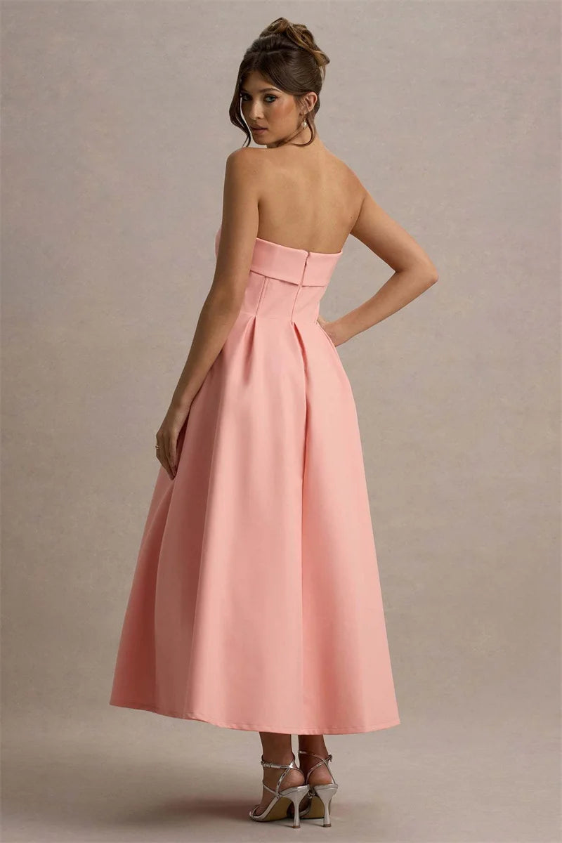 Strapless Midi Dress A-Line - Shellss