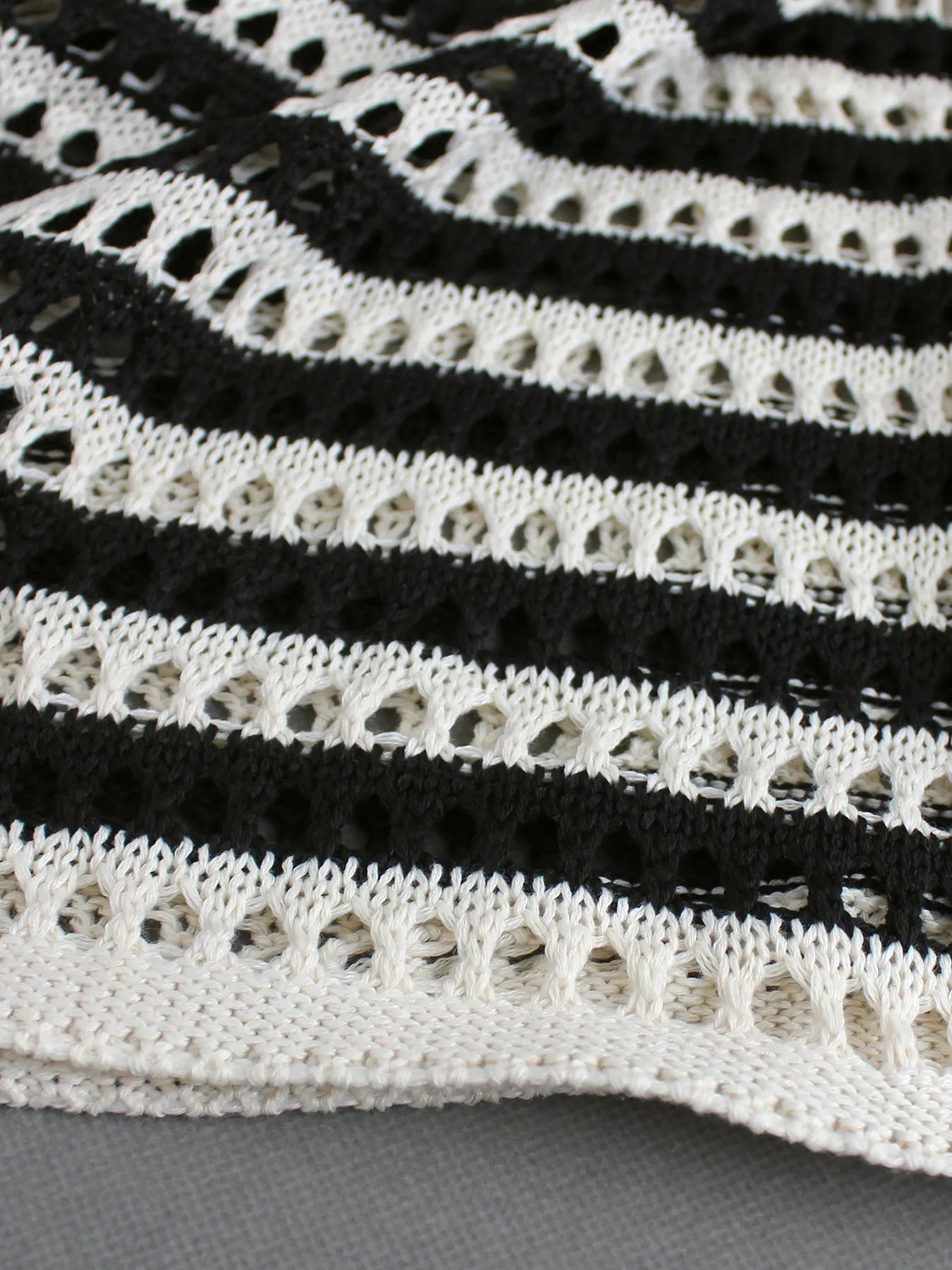 Knitted striped crochet skirt