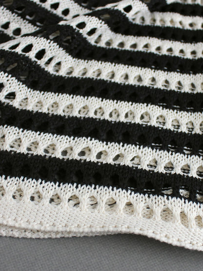 Knitted striped crochet skirt