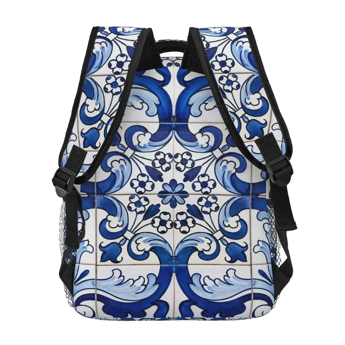 Antique Classic Lisbon Blue Azulejo Tile Floral Backpacks Boys Girls Bookbag Children School Bags Laptop Rucksack Shoulder Bag