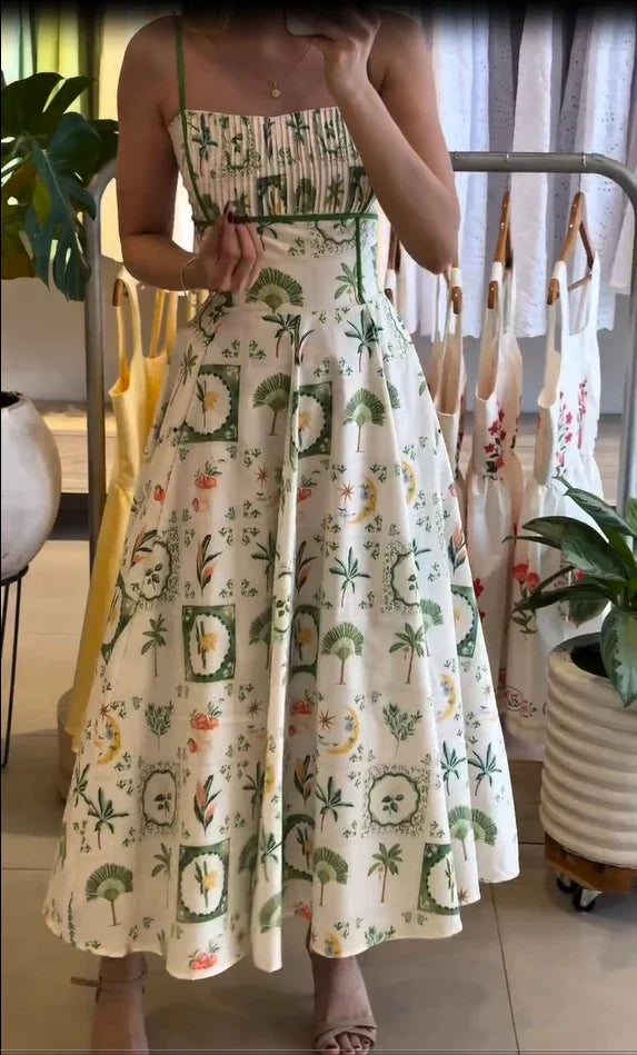 Corset Fishbone green line summer dress