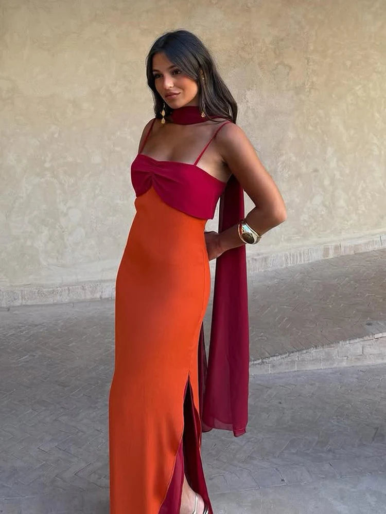 Red orange Scarf Collar