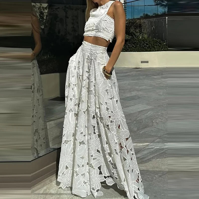 White Boho Skirt Set