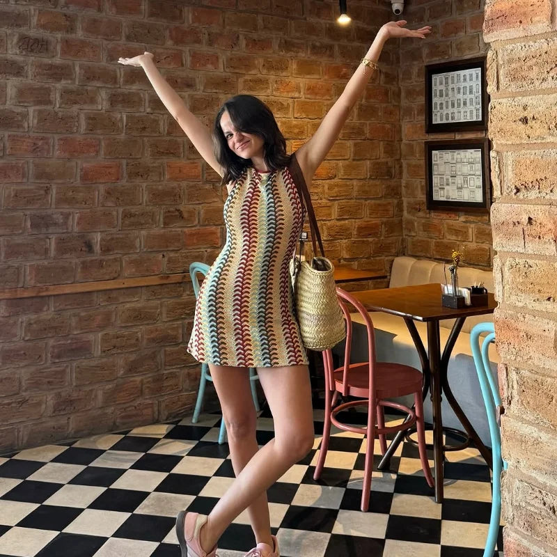 1 Knitted zig zag Mini Dress