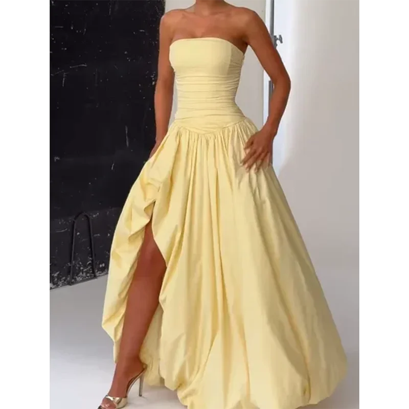 1 Butter Yellow Bubble Maxi dress