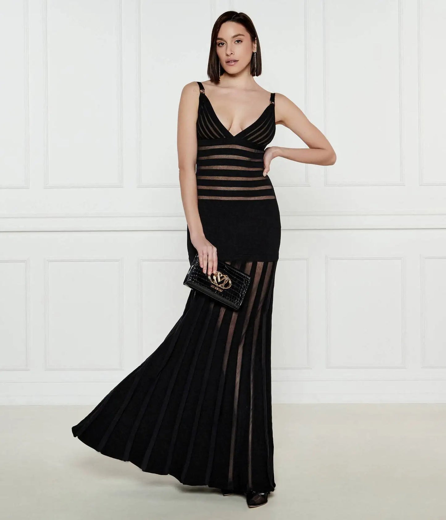 Semi Sheer Black Dress- Party Premium collection