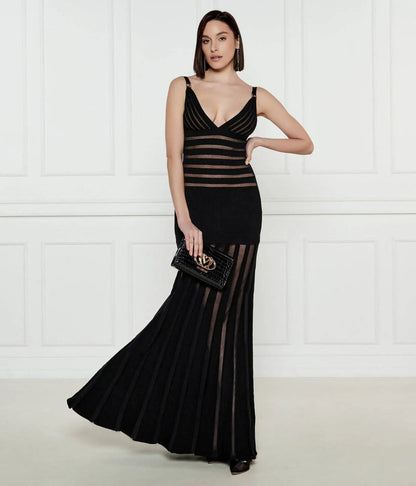 Semi Sheer Black Dress- Party Premium collection