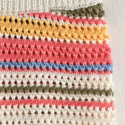 POLO collar short knitted striped shorts set