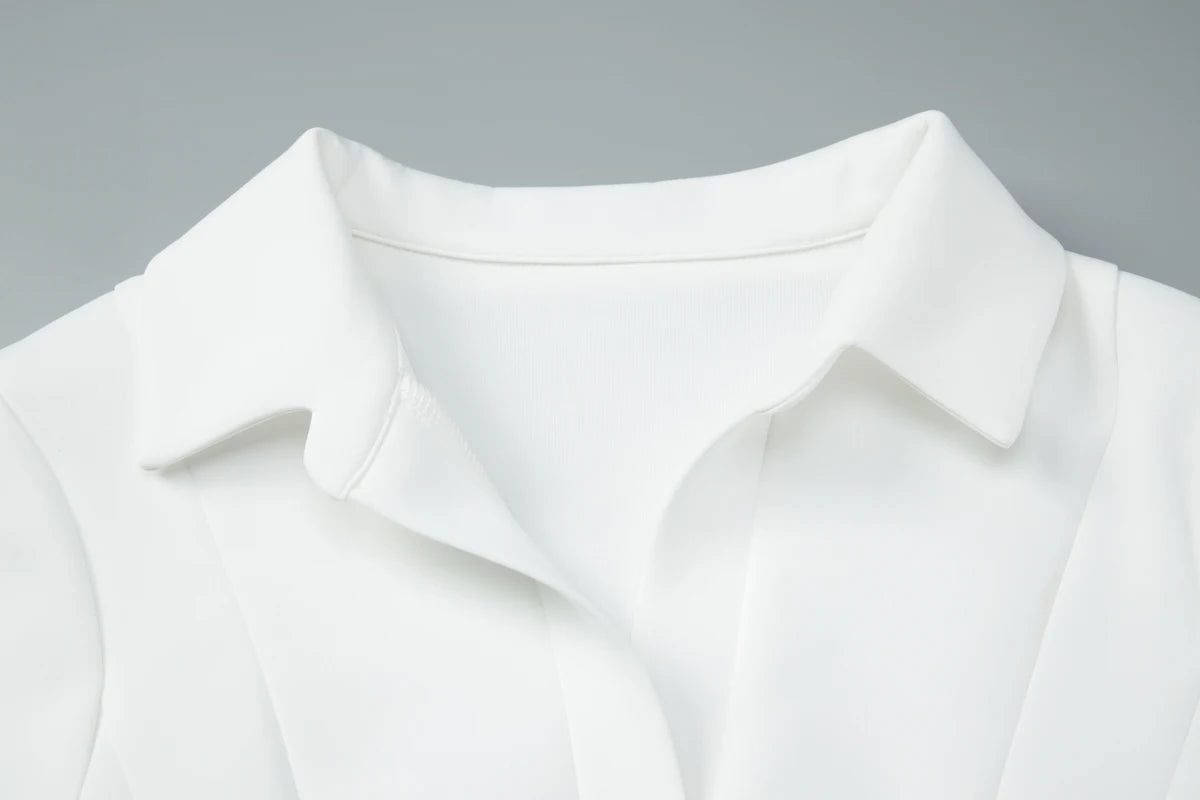 Elegant Polo Neck Pleated Mini