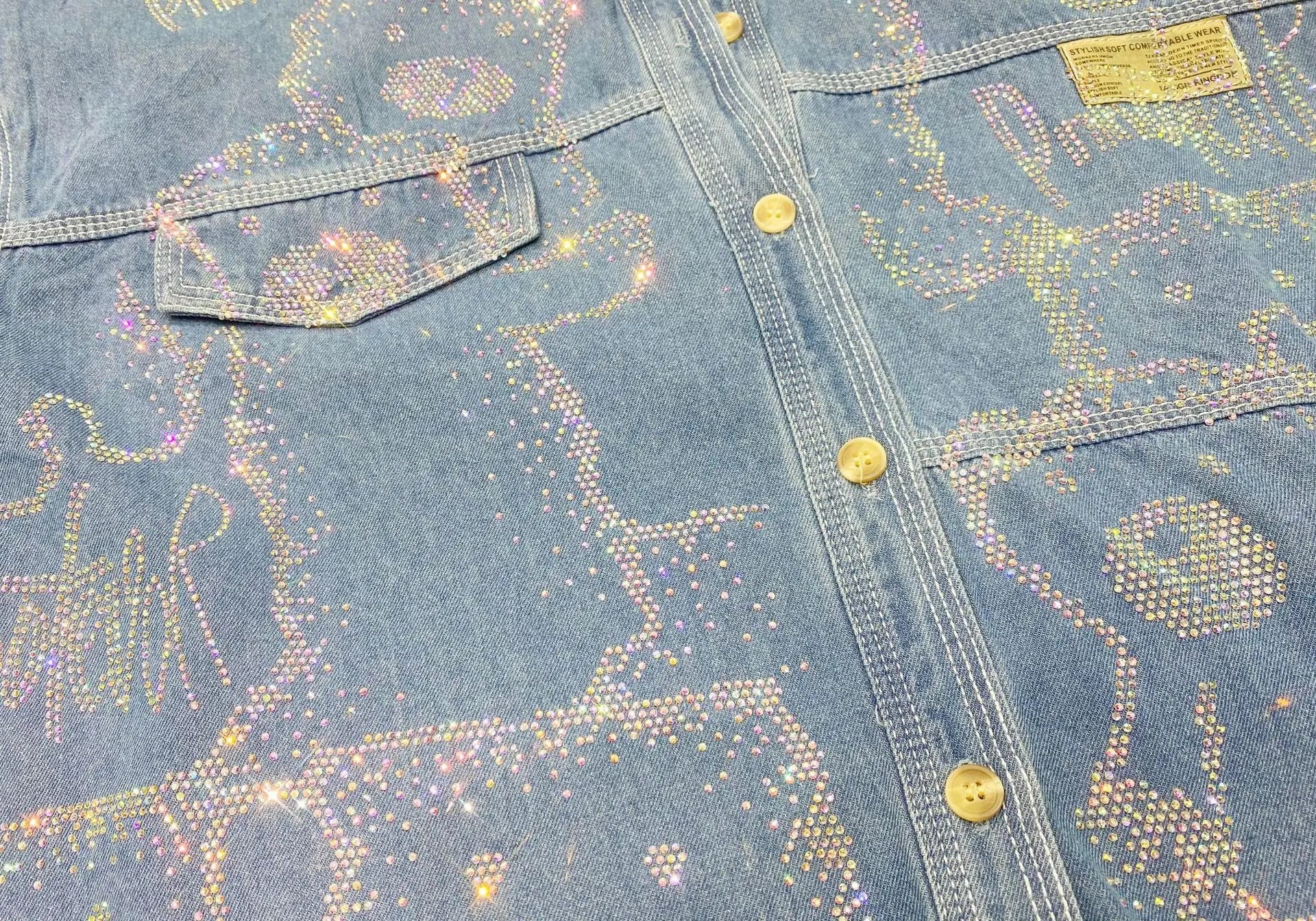 Rhinestones Denim Shirt