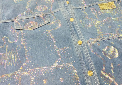 Autumn/Spring Summer Rhinestones Denim Shirt