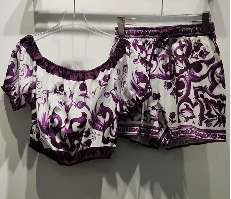 1 Purple Violet Dolce Shorts Set