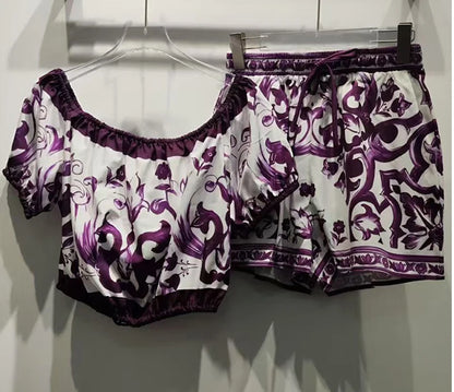 1 Purple Violet Dolce Shorts Set