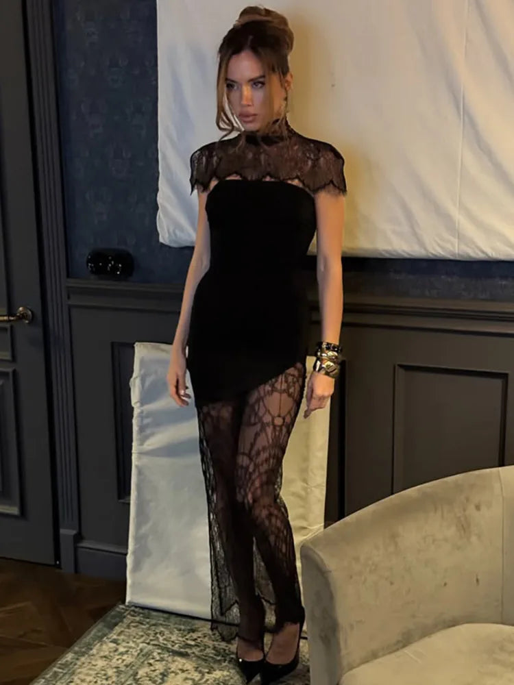 Elegant Queen Lace Collar Black dior vibes