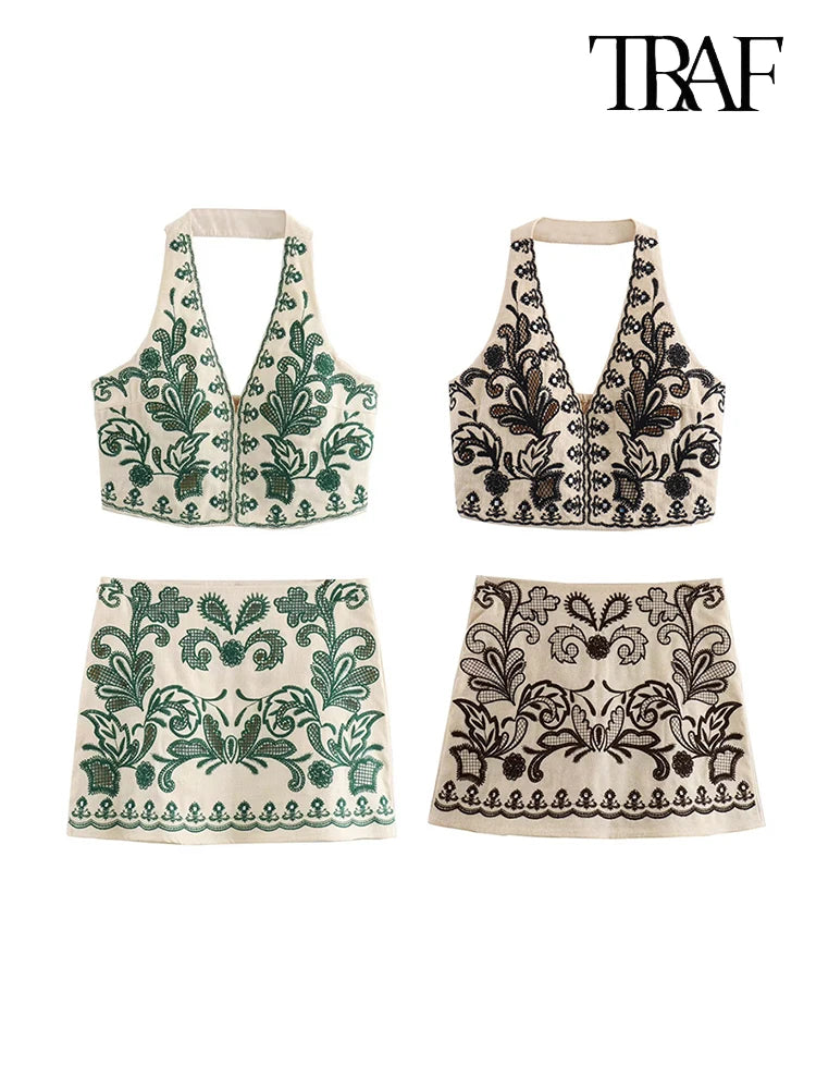 Backless V-Neck set
