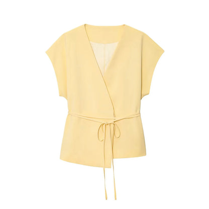 Butter yellow Wide-leg Pants Set