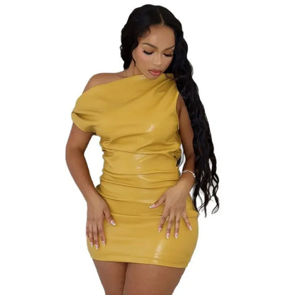 Offshoulder faux leather