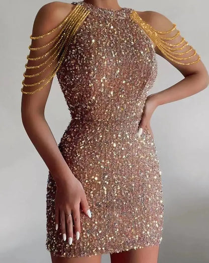 Sequin Sleeveless Slim Fit Dress