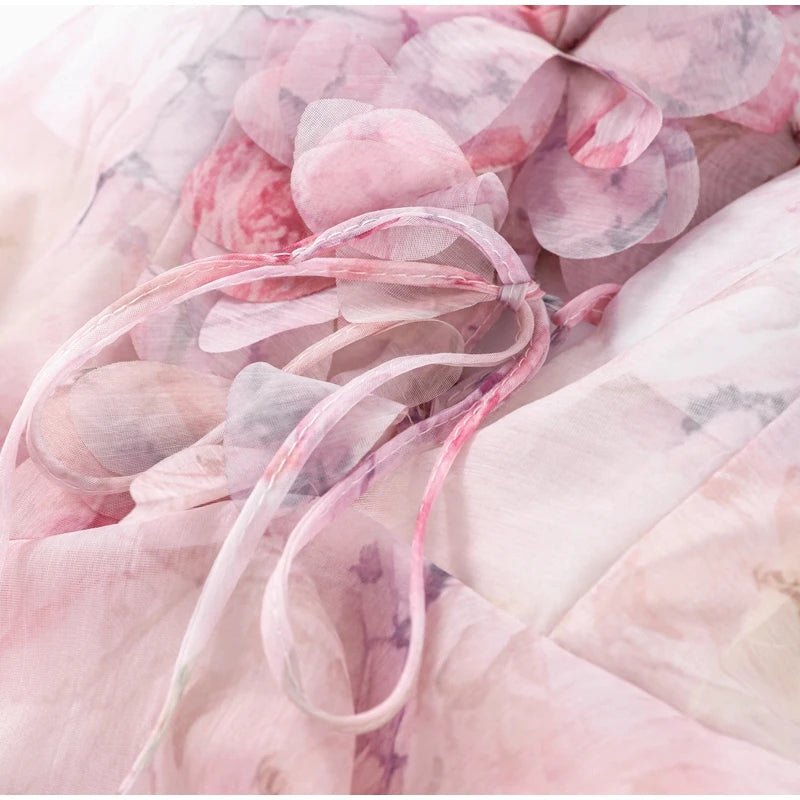 3D Flowers backless ruffle