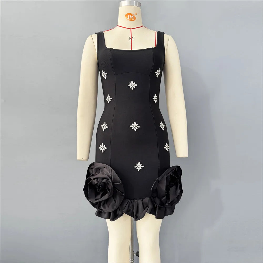 Ruffles  Bandage Dress Club Party Mini Dresses