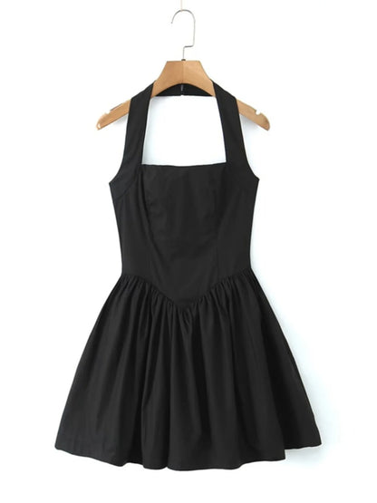 Puffy halter A-Line dress