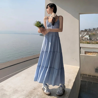 French Summer Waist Cinched A- Line Midi