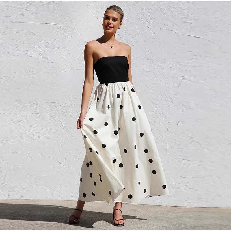 1 Sexy Patchwork Polka Dots Backless dress