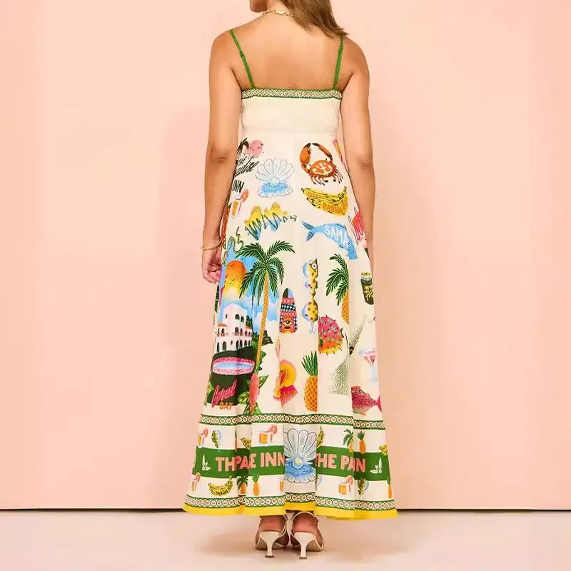 Graffiti multi Print summer Midi paradise