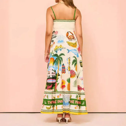 Graffiti multi Print summer Midi paradise