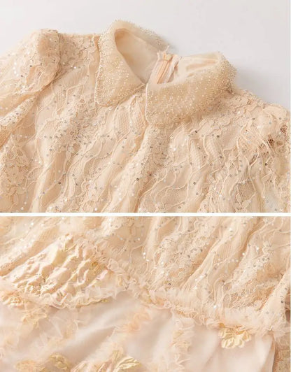 High-end French elegant collar lace Dress
